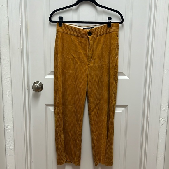 Zara Pants - Zara Woman Mustard Wide Leg Corduroy Crop Pants